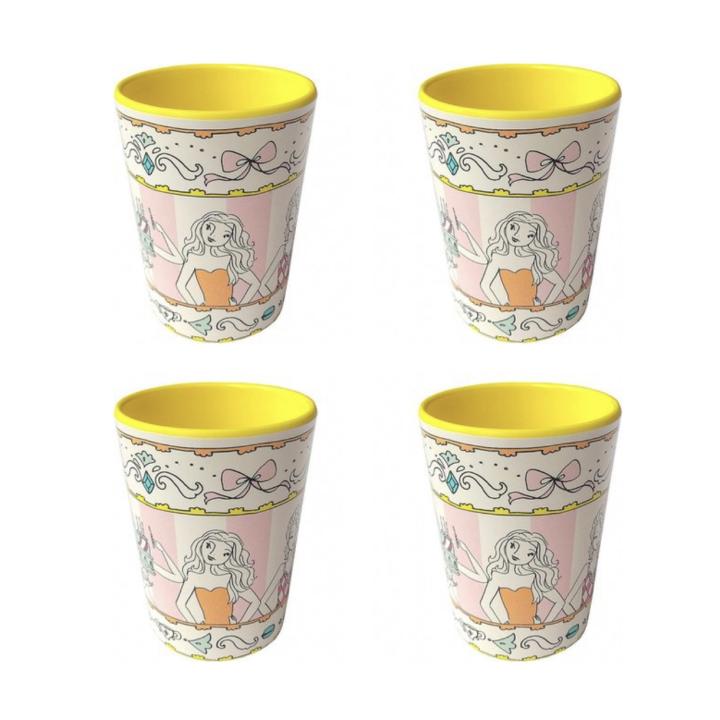 Jill - Set van 4 bekers 0,23 L - Geel - Melamine