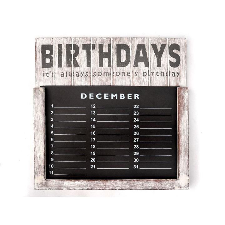 Woodart verjaardagskalender antique white hout 30x29 verjaardag kalender