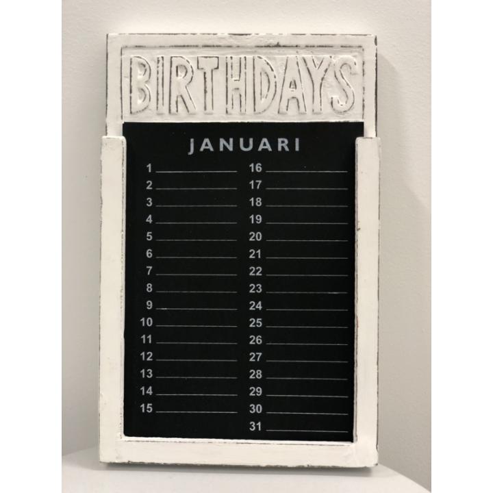 houten verjaardag kalender wit 28 cm verjaardagskalender