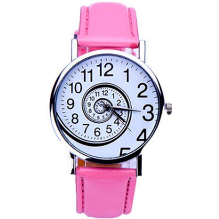 Hidzo Horloge Swirl ø 37 mm - Roze - Kunstleer