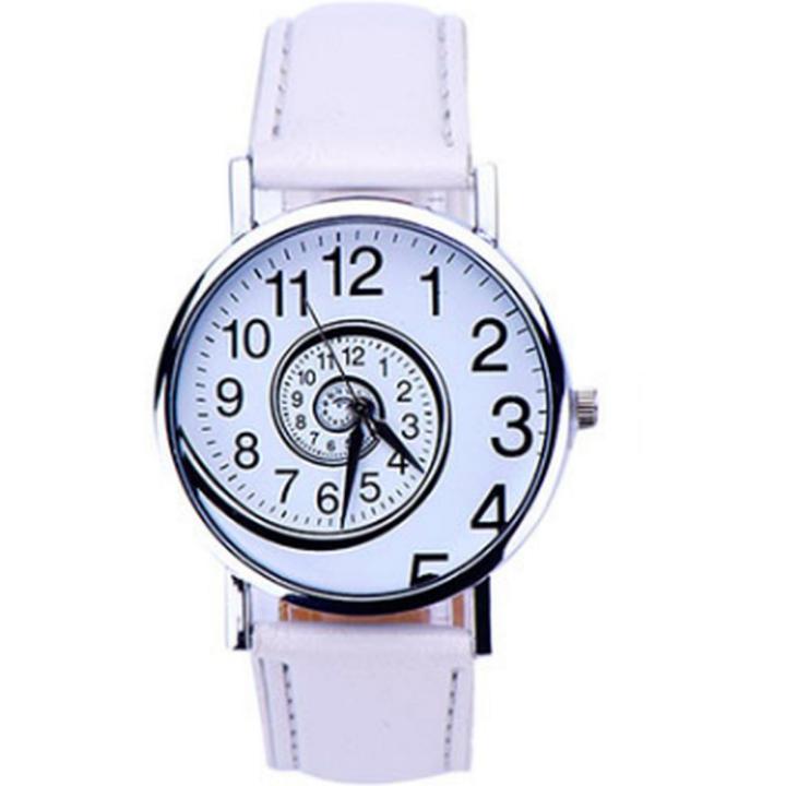 Hidzo Horloge Swirl ø 37 mm - Wit - Kunstleer