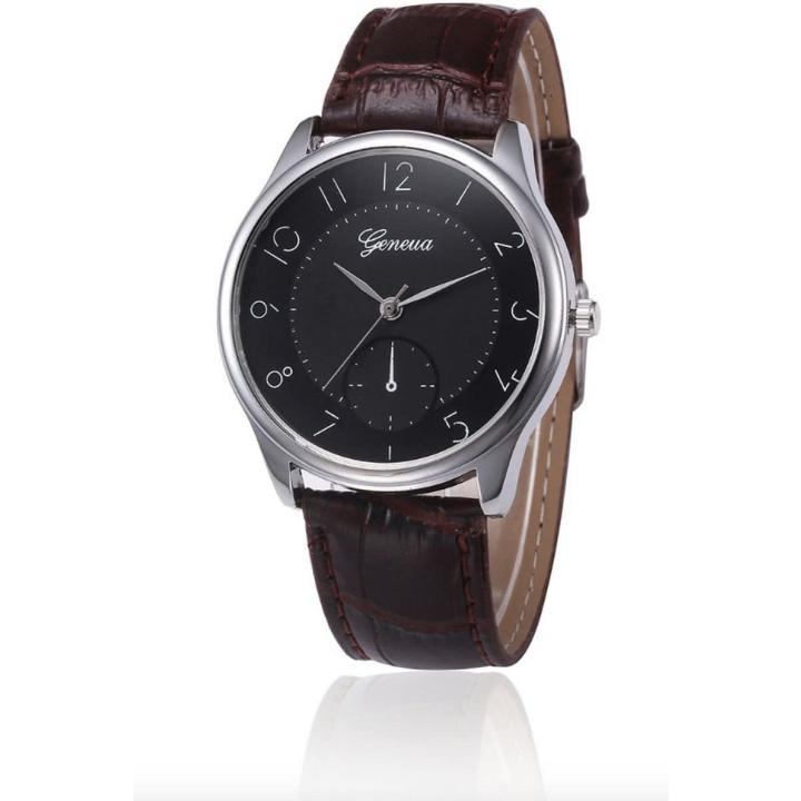 Hidzo Horloge Geneve H004 ø 37 mm - Bruin - Kunstleer