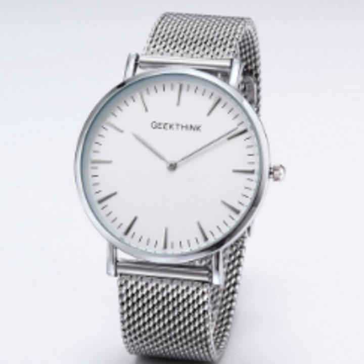 Hidzo Horloge Geekthink ø 37 mm - Zilver/Wit - Inclusief horlogedoosje