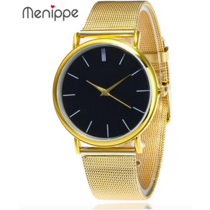Hidzo Horloge Geneve ø 37 mm - Goud/Zwart - Inclusief horlogedoosje