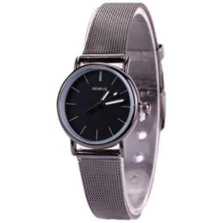 Hidzo Horloge Geneve ø 37 mm - Zilver/Zwart - Inclusief horlogedoosje