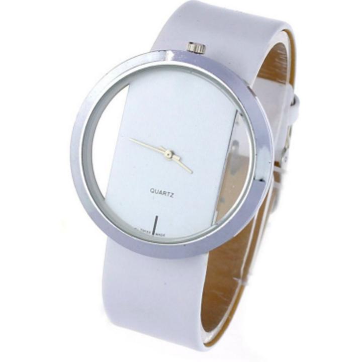 Hidzo Horloge Transparant ø 37 mm - Wit - Kunstleer