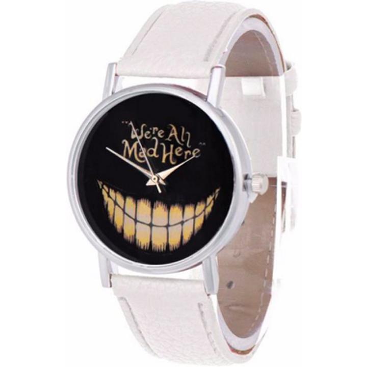 Hidzo Horloge We're All Mad Here ø 37 mm - Wit - Kunstleer