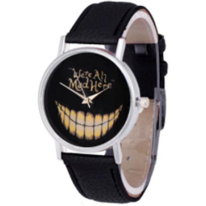 Hidzo Horloge We're All Mad Here ø 37 mm - Zwart - Kunstleer