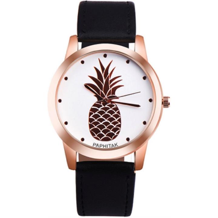Hidzo Horloge Ananas ø 37 mm - Zwart - Kunstleer