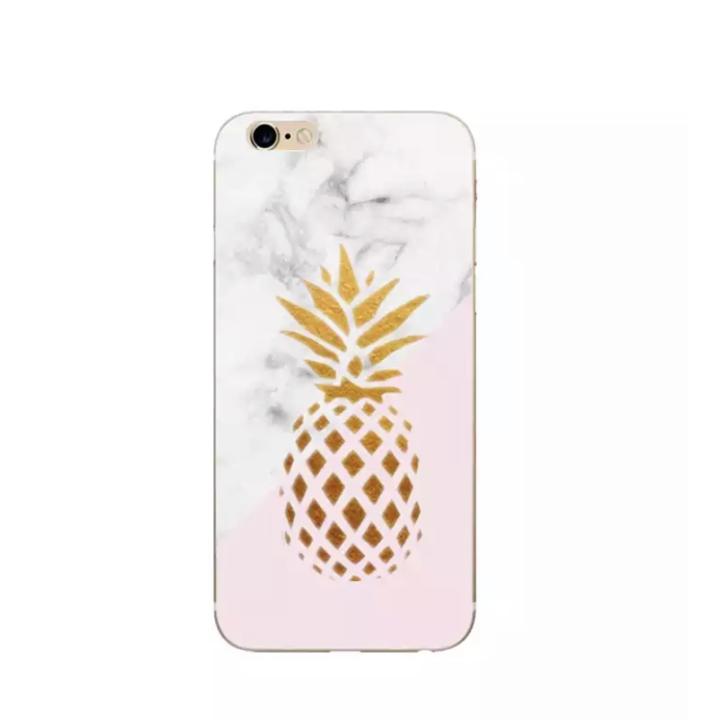 Hidzo telefoonhoesje - Ananas - Marmer, roze, goud - Silicone - IPhone X