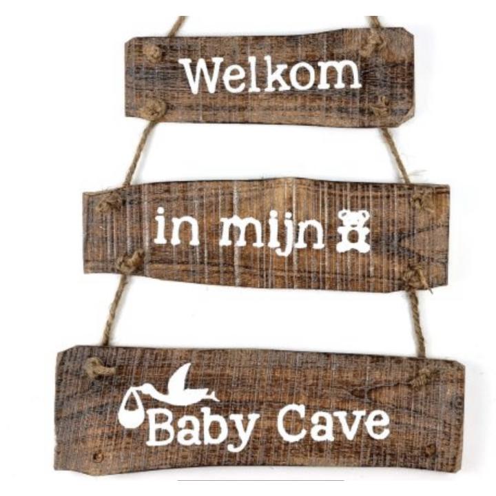 Baby Cave-Babykamer-houten tekstbord 20x29 cm