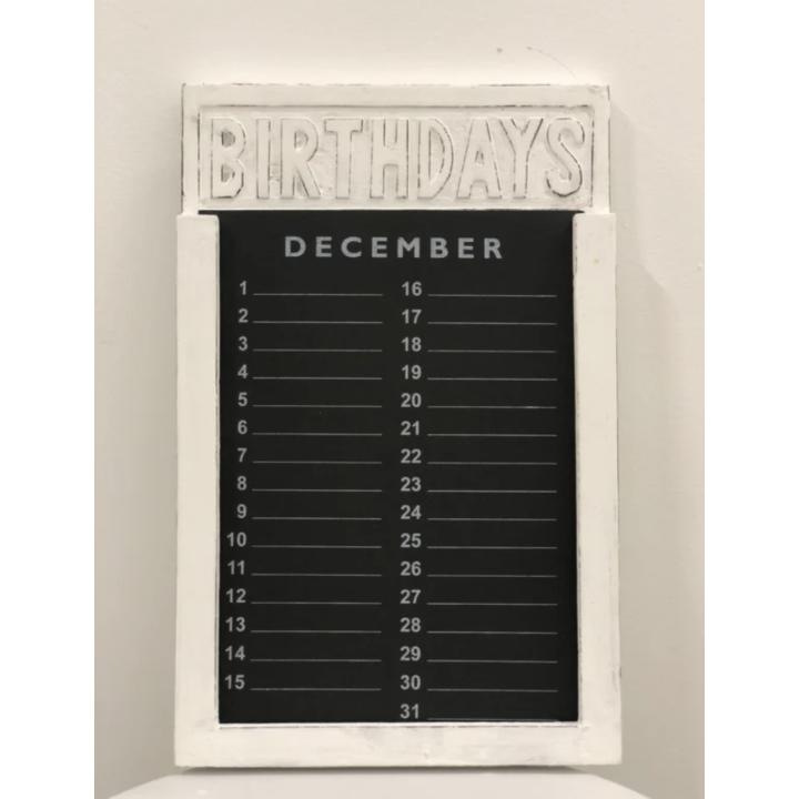Houten verjaardag kalender wit 35 cm verjaardagskalender