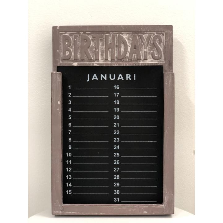 Houten verjaardag kalender taupe 28 cm verjaardagskalender