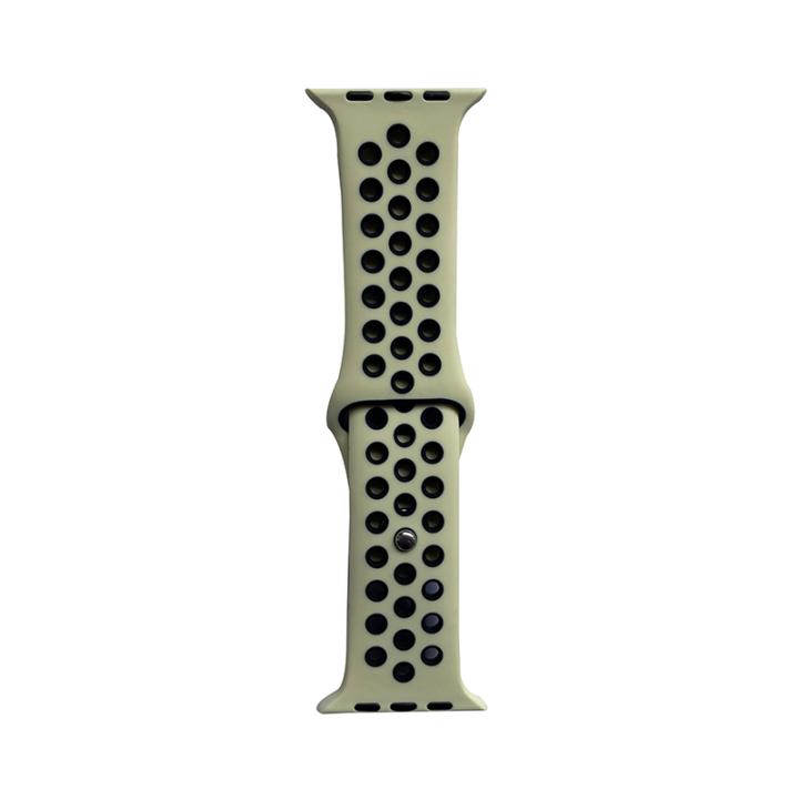 Hidzo Horlogebandje - Geschikt Voor Apple Watch Series 1/2/3/4 - 42MM / 44MM - Siliconen - Beige/Zwart