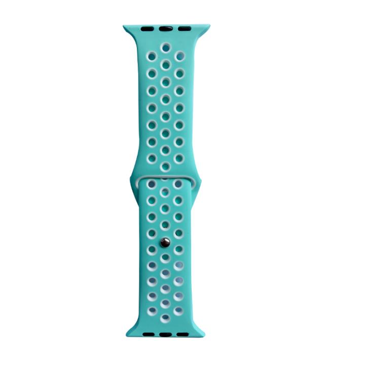 Hidzo Horlogebandje - Geschikt Voor Apple Watch Series 1/2/3/4 - 42MM / 44MM - Siliconen - Turquoise/Wit