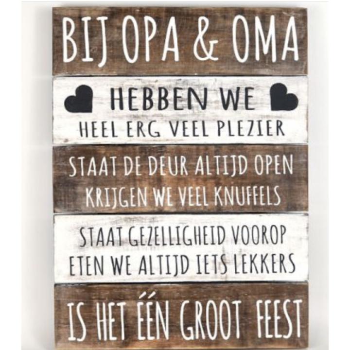 Tekstbord Bij opa & oma 40 x 30 cm