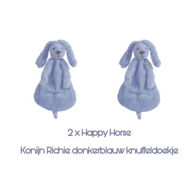 Happy Horse knuffeldoekje-konijn Richie-donkerblauw set van 2