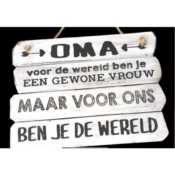 Wandborden Hout Spreukbord Spreuken “ oma wereld ”  Woondecoratie Cadeau Verjaardag