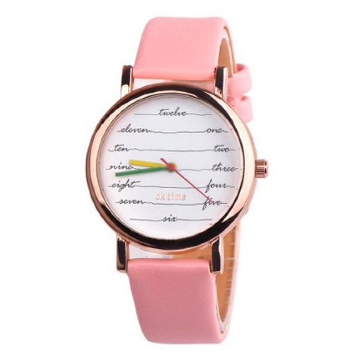 Hidzo Horloge Every Hour ø 37 mm - Roze - Kunstleer