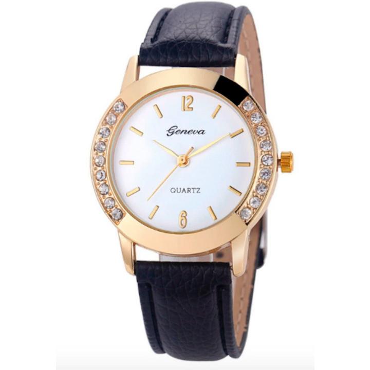 Fako Bijoux® - Horloge - Geneva - Kristal - 35mm - Zwart
