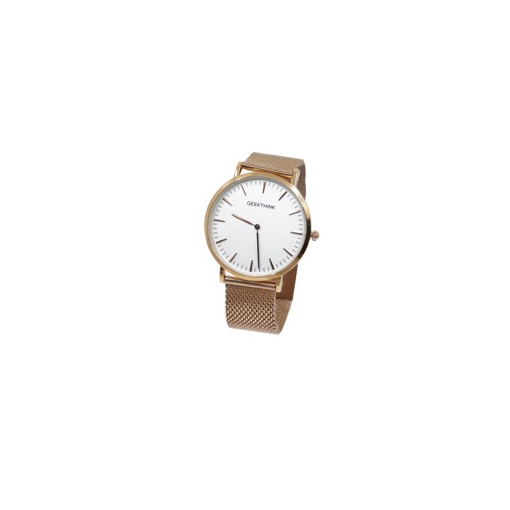 Hidzo Horloge Geekthink ø 37 mm - Rose-Goud/Wit - Inclusief horlogedoosje