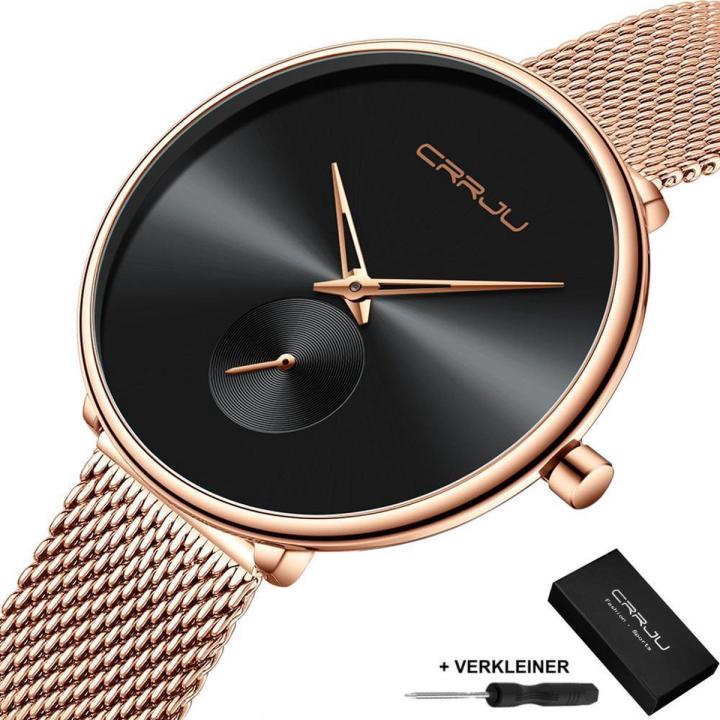 CRRJU® Horloges voor Vrouwen Dameshorloge Meisjes Moederdag Cadeautje Cadeau – Dames Watch Horloge – Horlogebox Geschenkdoos – Rosé Zwart