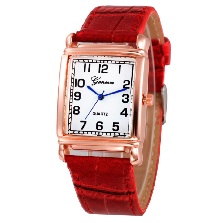 Hidzo Horloge Geneva Quartz Ø 37/29 - Rood - Kunstleer