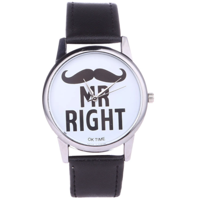 Hidzo Horloge Mr Right Ø 38 - Zwart - Kunstleer