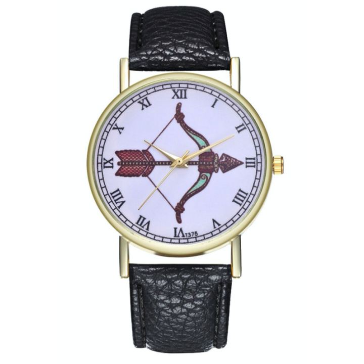 Hidzo Horloge Pijl en Boog Ø 38 - Zwart - Kunstleer