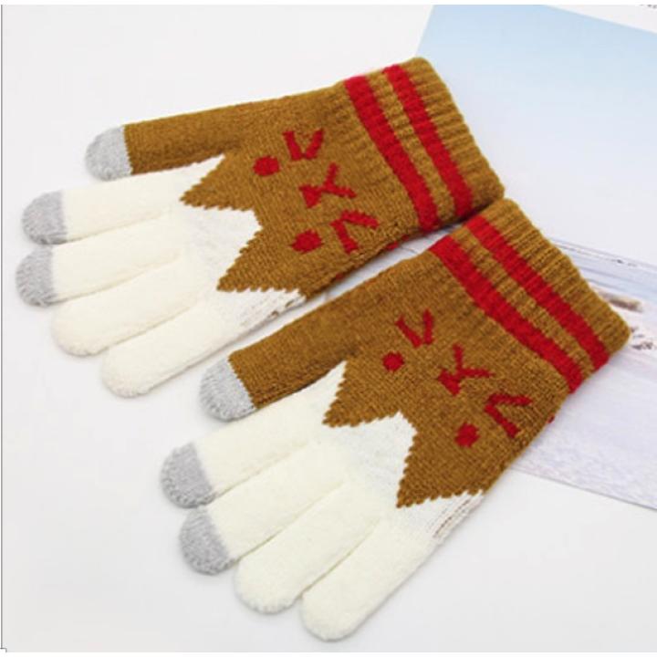 Hidzo Handschoenen - Kinderhandschoenen - Bruin/Wit - Touchscreen