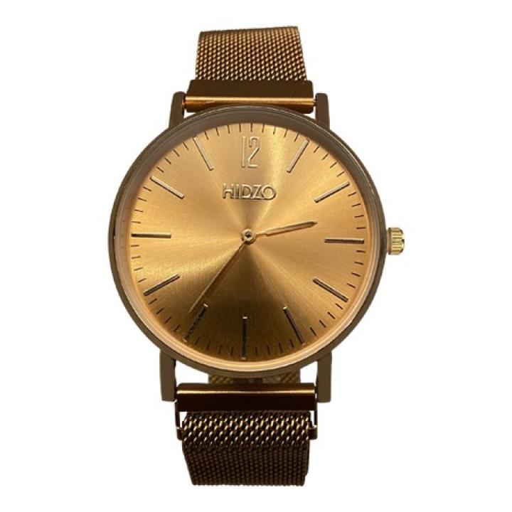 Hidzo Horloge ø 37 mm - Rose-Goud - Staal - Magnetisch