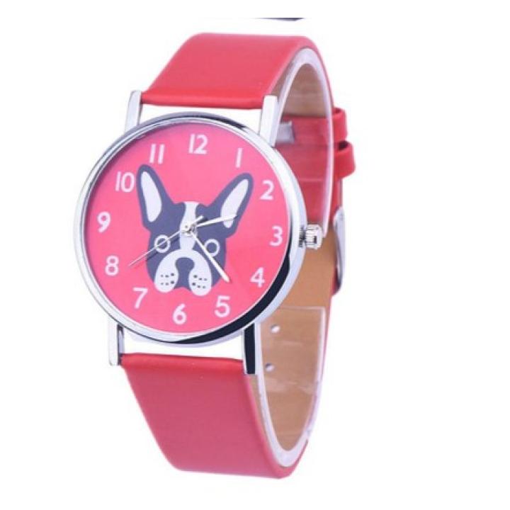 Hidzo Horloge Bull Dog ø 37 mm - Rood/Rood - Kunstleer