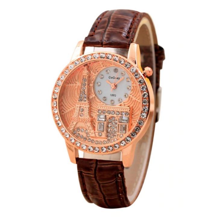 Hidzo Horloge Parijs - Ø 38 mm - Bruin - Kunstleer
