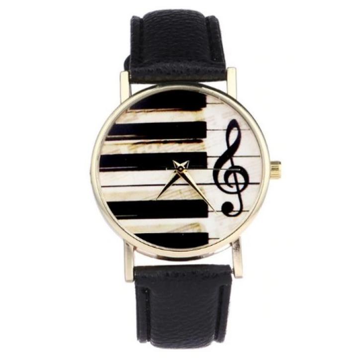 Hidzo Horloge Piano - Ø 37 mm - Zwart - Kunststof