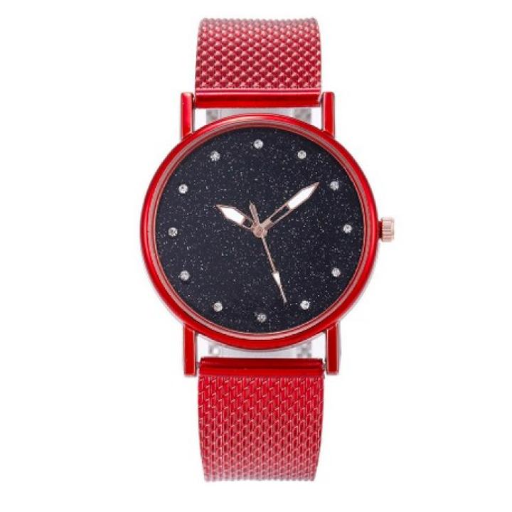 Hidzo Horloge Sterren Quartz ø 37 mm - Rood - Staal