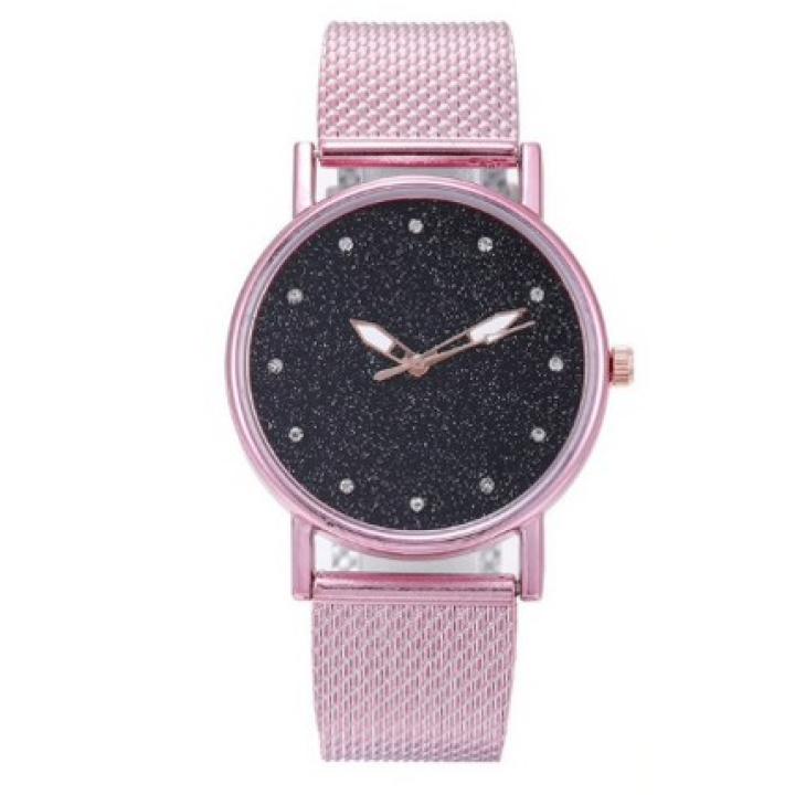 Hidzo Horloge Sterren Quartz ø 37 mm - Roze - Staal