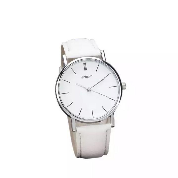 Hidzo Horloge Geneve ø 37 mm - Wit - Kunstleer