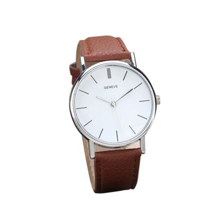 Hidzo Horloge Geneve ø 37 mm - Bruin - Kunstleer