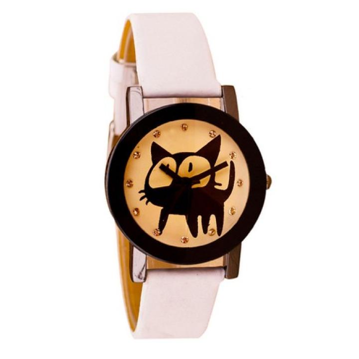 Hidzo Horloge Kat ø 37 mm - Wit - Kunstleer