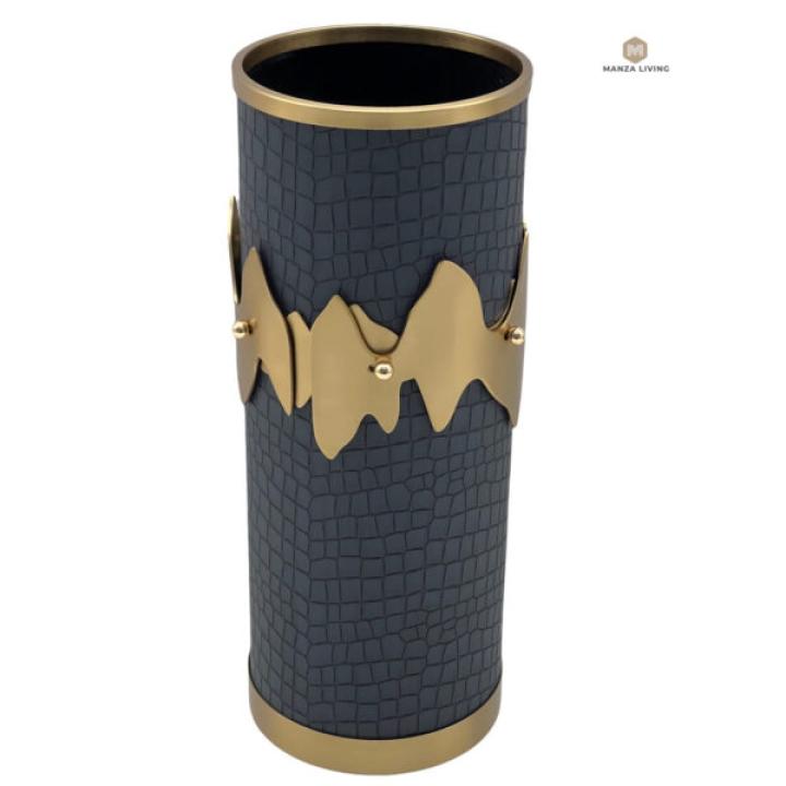 Luxe Blauwe Vaas - Goud Detail - H40cm - Manza Living