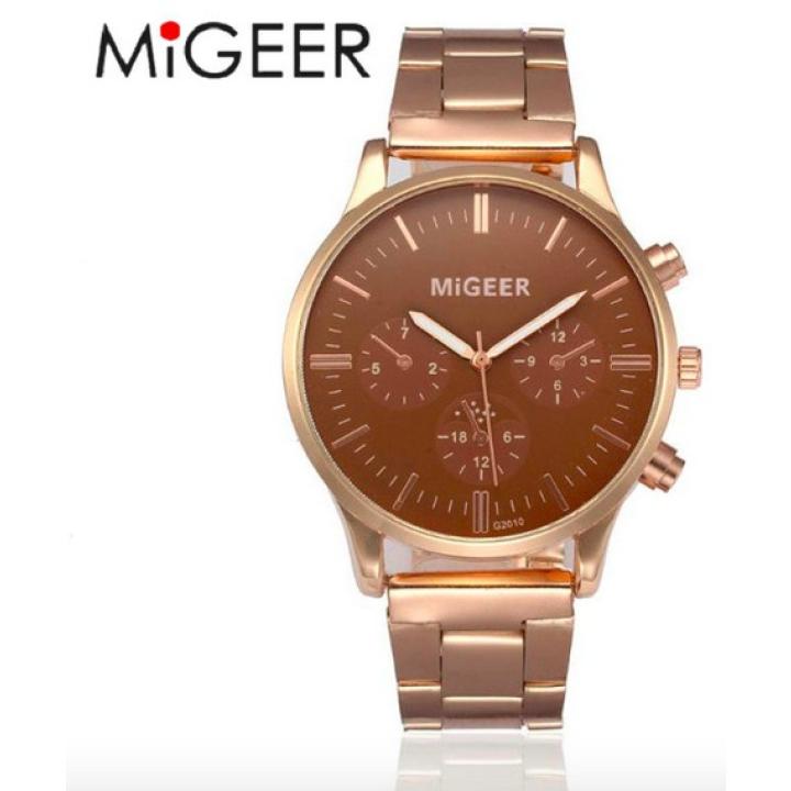 Hidzo Horloge Migeer ø 37 mm - Goud/Bruin - Inclusief horlogedoosje