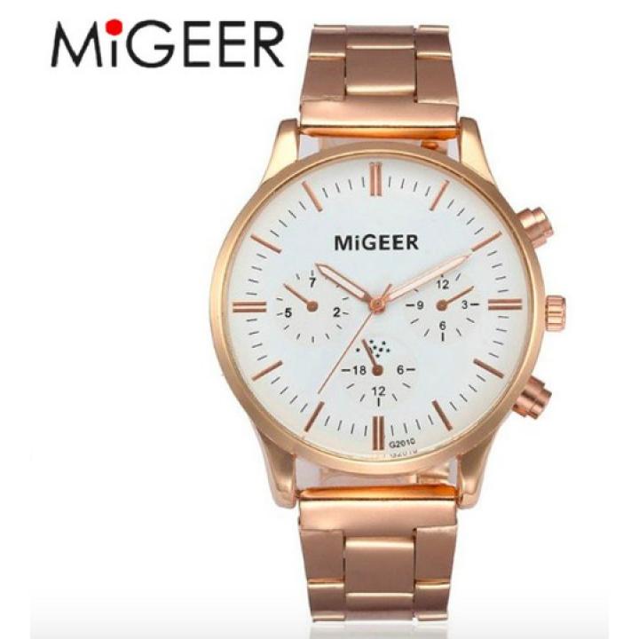 Hidzo Horloge Migeer ø 37 mm - Goud/Wit - Inclusief horlogedoosje