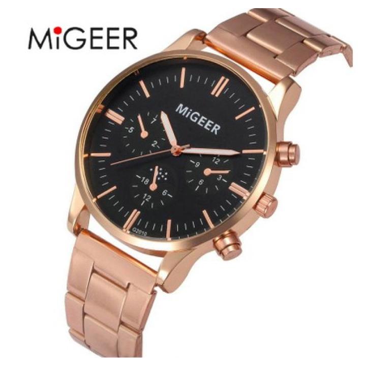 Hidzo Horloge Migeer ø 37 mm - Goud/Zwart - Inclusief horlogedoosje