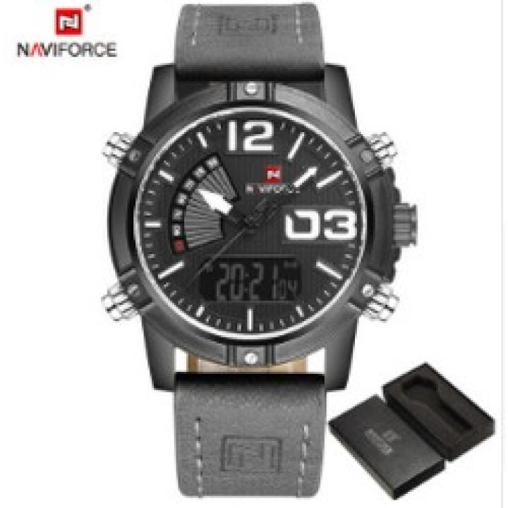 Hidzo Horloge Naviforce Digitaal ø 47 mm - Grijs/Wit - Inclusief horlogedoosje