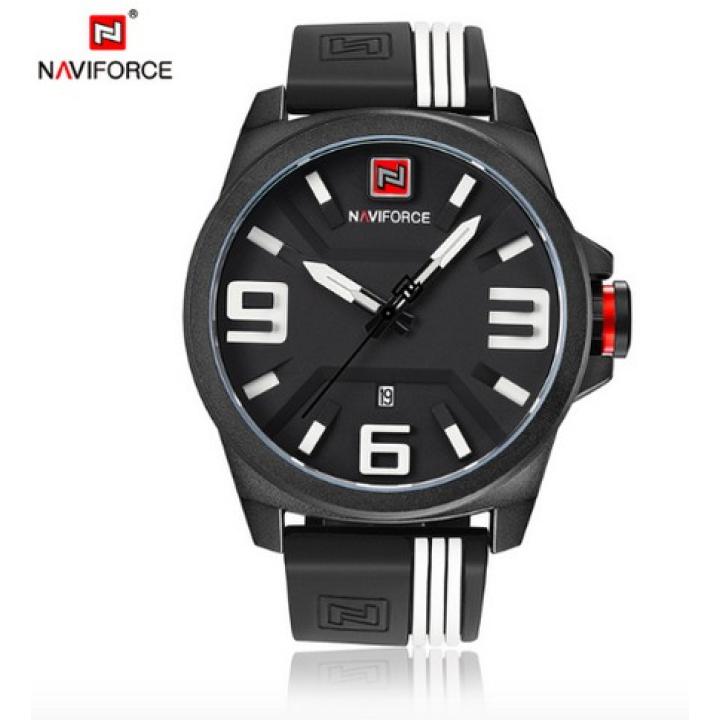 Hidzo Horloge Naviforce H249 ø 47 mm - Zwart/Wit - Inclusief horlogedoosje