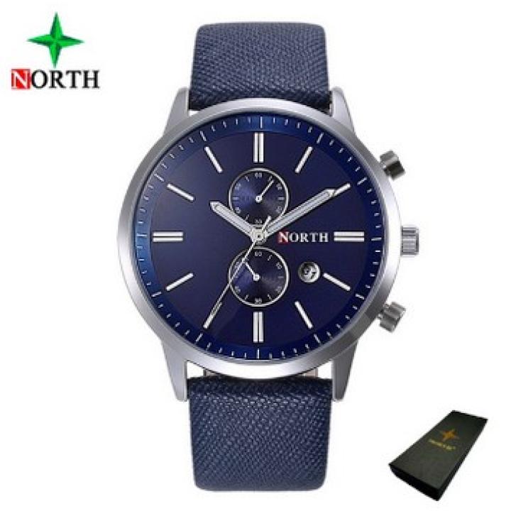 Hidzo Horloge North ø 37 mm - Blauw/Blauw - Inclusief horlogedoosje