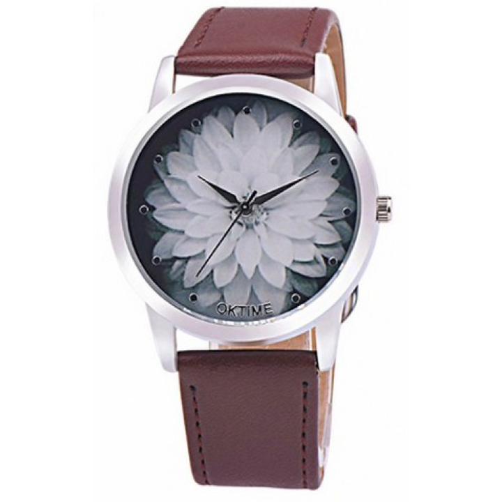 Hidzo Horloge Oktime  ø 37 mm - Bruin - Kunstleer