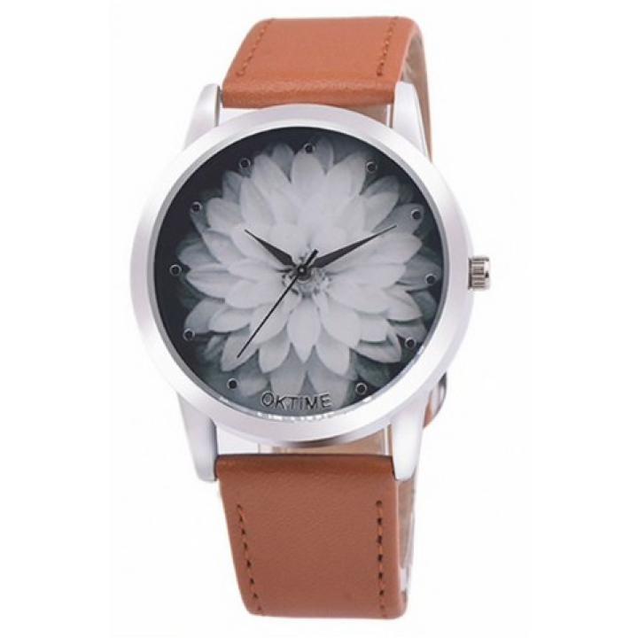 Hidzo Horloge Oktime  ø 37 mm - Licht Bruin - Kunstleer