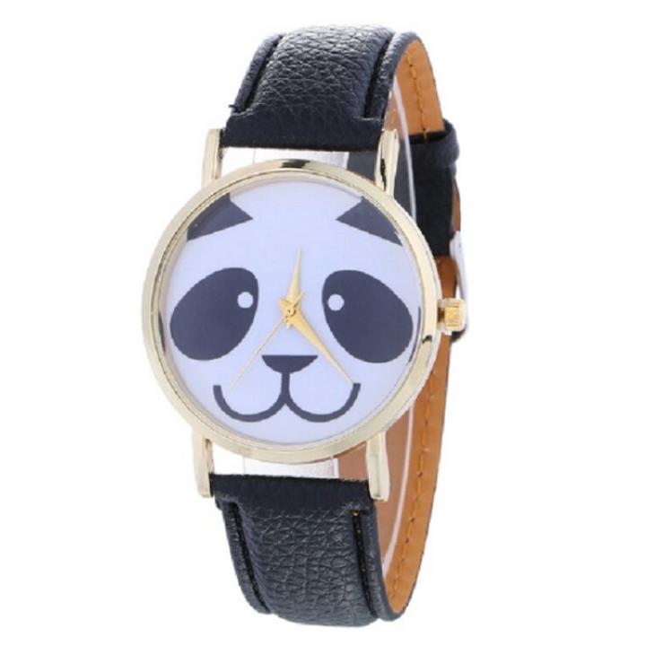 Hidzo Horloge Panda ø 37 mm - Zwart - Kunstleer
