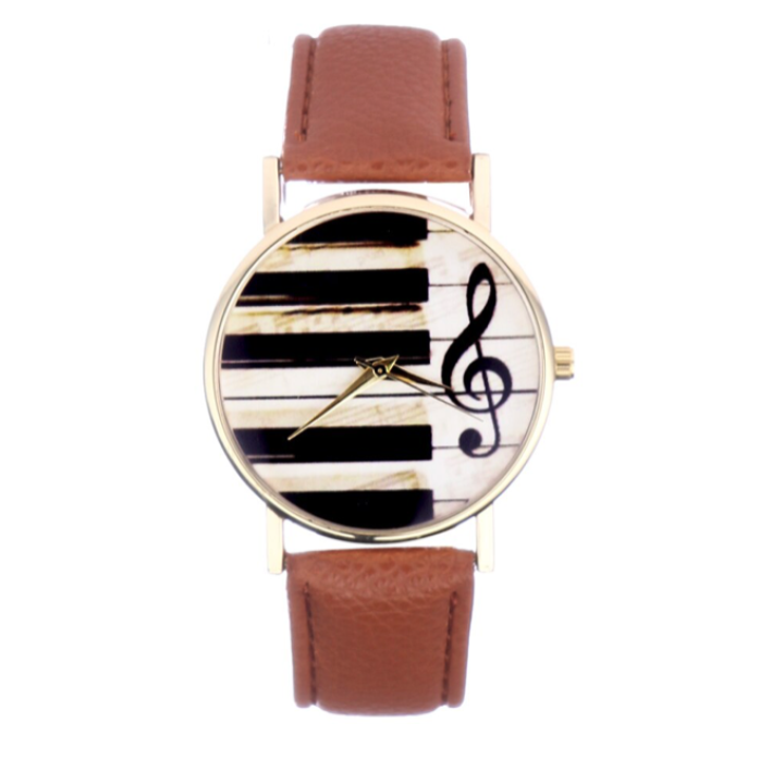 Hidzo Horloge Piano - Ø 37 mm - Bruin - Kunststof